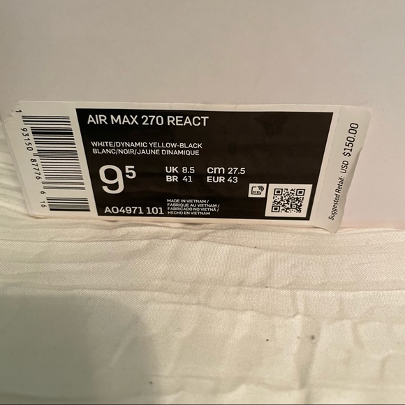 Nike Air Max 270 React (Geometric Abstract) Men’s 9.5, fits women’s 11 - Picture 6 of 7